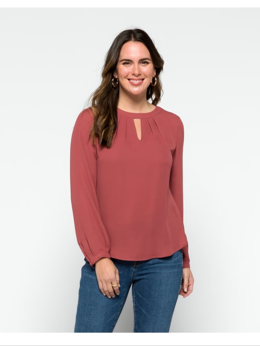 41 Hawthorn Harper Mixed Material Blouse Small Dark Pink